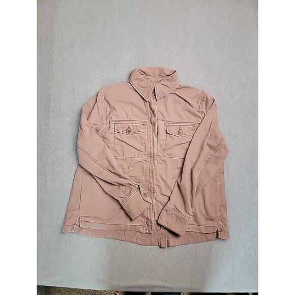 Abercrombie Fitch Field Jacket Womens M Pink Pockets Cotton Button Swing Twill - Picture 1 of 13